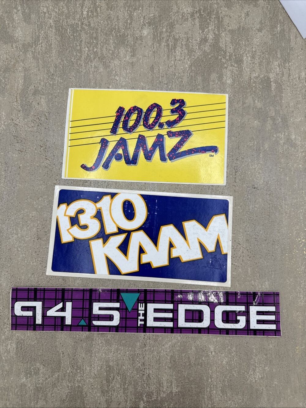 Dallas Radio station bumper stickers early 1980s lot of 3, The Edge, Jamz
